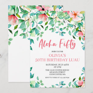Aloha Fifty Tropical 50. Geburtstag Luau Einladung