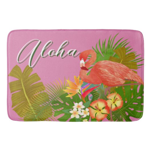 Aloha Flamingo  Badematte (Vorderseite)