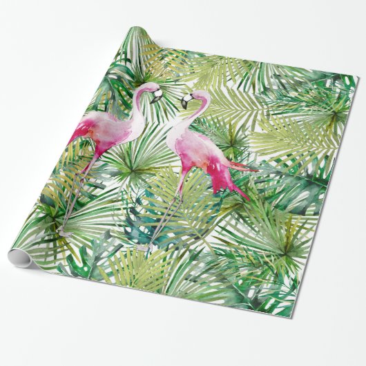 Aloha Flamingo Bird Animal in Dschungel Geschenkpapier (Ungerollt)