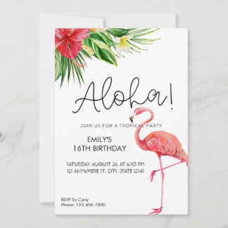 Aloha! Flamingo-Tropenparty-Einladung Einladung