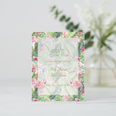 Aloha Flamingo Tropical Beach Save the Date Ankündigungspostkarte (Stehend Vorderseite)