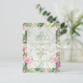 Aloha Flamingo Tropical Beach Save the Date Ankündigungspostkarte (Stehend Vorderseite)