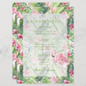 Aloha Flamingo Tropical Beach Wedding Menükarte (Vorne/Hinten)