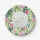 Aloha Flamingo Tropical Beach Wedding Pappteller (Vorderseite)