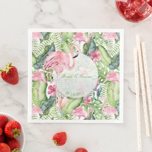 Aloha Flamingo Tropical Beach Wedding Serviette (Beispiel)