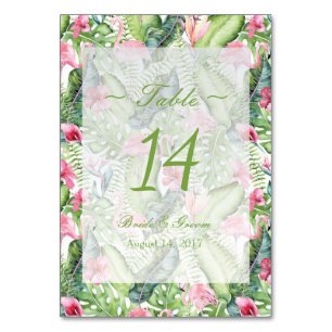 Aloha Flamingo Tropical Beach Wedding Tischnummer