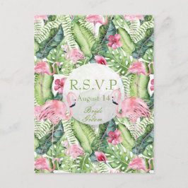 Aloha Flamingo Tropical Beach Wedding UAWG Einladungspostkarte