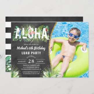 Aloha Flamingo Tropical Birds Luau Birthday Foto Einladung