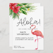 Aloha! Flamingo Tropical Party Einladung (Vorne/Hinten)