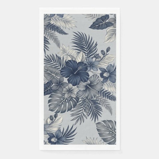 Aloha Floral Blüte Blau & Grau Serviette (Vorderseite)