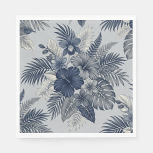 Aloha Floral Blüte Blau & Grau Serviette