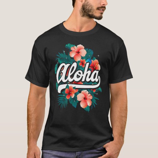 Aloha Flowers Hawaiian  Hawaii Beach Luau Party T-Shirt (Vorderseite)