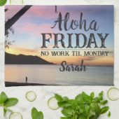 Aloha Freitag Hallo Weekend Hawaii Palm Sunset Küchentuch (Gefaltet)
