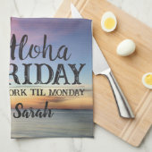 Aloha Freitag Hallo Weekend Hawaii Palm Sunset Küchentuch (Viertel Falte)