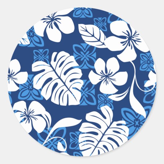 ALOHA FRIDAY (BLAU) CLASSIC ROUND STICKER (Vorderseite)