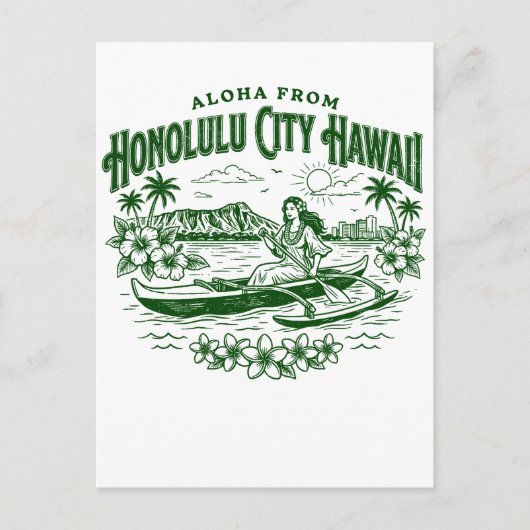 Aloha From Honolulu City Hawaii Postkarte (Vorderseite)