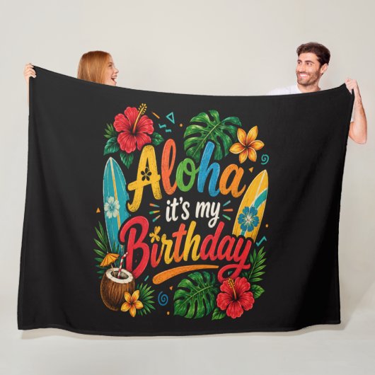 Aloha Geburtstag Hibiskus Hawaii Fleecedecke (Beispiel)