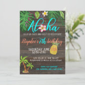 ALOHA Geburtstag|Tropical|Pool Party Einladung (Stehend Vorderseite)