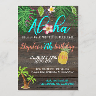ALOHA Geburtstag|Tropical|Pool Party Einladung