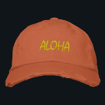ALOHA Gelber und orangefarbener Vintager gestörter Bestickte Baseballkappe<br><div class="desc">ALOHA Gelb und Orange Stickte Vintage Art Not leidende Baumwollhut. Das ist ein wunderbares Geschenk für alle, die Hawaii Liebe haben! Wenn Sie Ihren persönlichen Text bevorzugen, wählen Sie einfach den Knopf "Diese Vorlage personalisieren", um Ihre Auswahl an benutzerdefiniertem Text einzugeben. Die Stickerei kann auch an andere Farbeinstellungen angepasst werden,...</div>