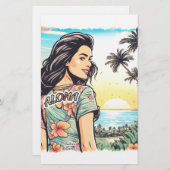 Aloha Girl Briefpapier (Vorne/Hinten)
