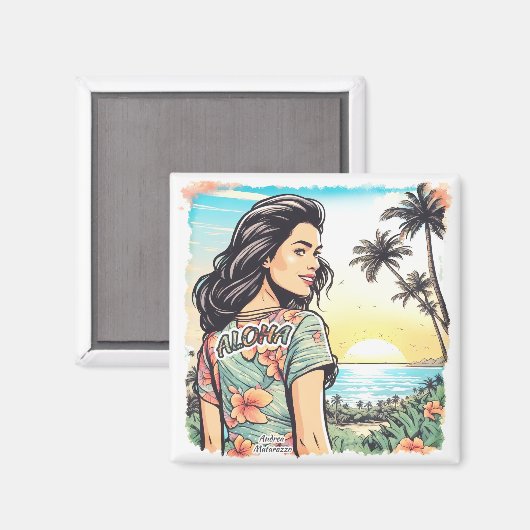 Aloha Girl Magnet (Vorderseite/Rückseite)