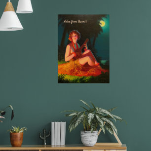 Aloha Girl mit Ukulele (Text anpassbar) Poster