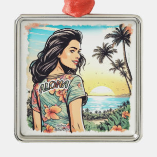 Aloha Girl Ornament Aus Metall