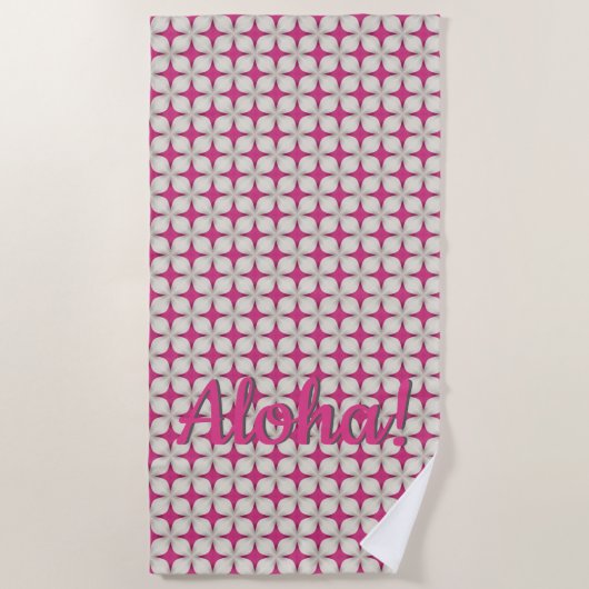 Aloha Girly Pink Beach Vibes Strandtuch (Vorderseite)