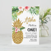 Aloha Gold Ananas Einladung zum ersten Geburtstag (Stehend Vorderseite)