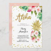 Aloha Gold Ananas Einladung zum Geburtstag (Vorne/Hinten)