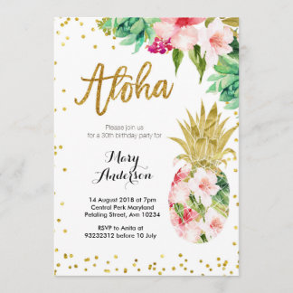 Aloha Gold Ananas Einladung zum Geburtstag