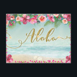 ALOHA Gold Tropical Beach Hibiskus Save the Date Ankündigungspostkarte<br><div class="desc">Anpassen mit jedem Text.</div>