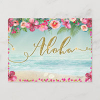 ALOHA Gold Tropical Beach Hibiskus Save the Date