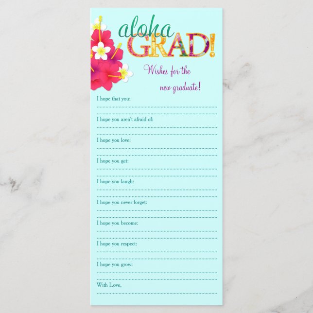 Aloha Grad Hawaiian Luau - Wünsche Gedächtnisnote (Vorderseite)