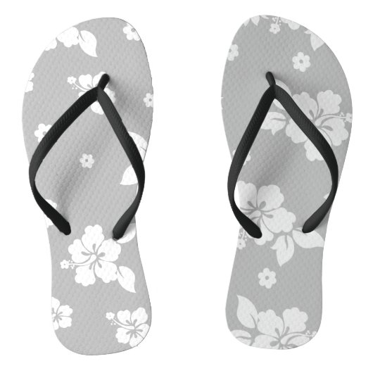 Aloha Gray Classic Hawaiian Seamless Pattern Badesandalen (Fußbett)
