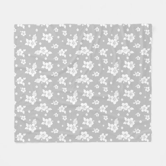 Aloha Gray Classic Hawaiian Seamless Pattern Fleecedecke (Vorderseite (Horizontal))