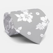 Aloha Gray Classic Hawaiian Seamless Pattern Krawatte (Gerollt)
