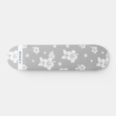 Aloha Gray Classic Hawaiian Seamless Pattern Skateboard (Horizontal)