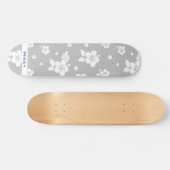 Aloha Gray Classic Hawaiian Seamless Pattern Skateboard (Horizontal)