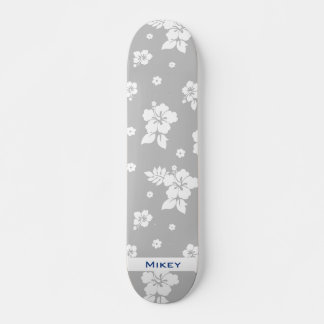 Aloha Gray Classic Hawaiian Seamless Pattern Skateboard