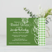 Aloha; Green Checkered; Gingham Einladung (Stehend Vorderseite)