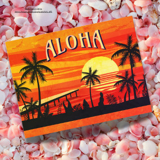 Aloha Gruß aus Hawaii Schöner Vintager Strand Postkarte
