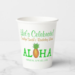 ALOHA Hallo Tropical Hawaii Hawaiian Ananas Pappbecher