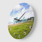 Aloha Hanalei Bay, Kauai Hawaii Beach / Ihr Text Große Wanduhr (Winkel)