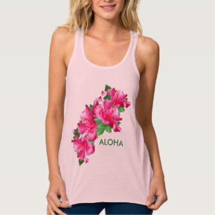 Aloha Happy Pink Hibiskus Blume Tank Top