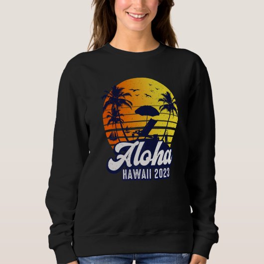 Aloha Hawaii 2023 Hawaiian Sunset Beach Retro Prem Sweatshirt (Vorderseite)