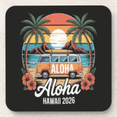 Aloha Hawaii 2026 Getränkeuntersetzer (Vorderseite)