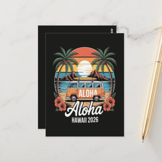 Aloha Hawaii 2026 Postkarte (Vorderseite/Rückseite Beispiel)