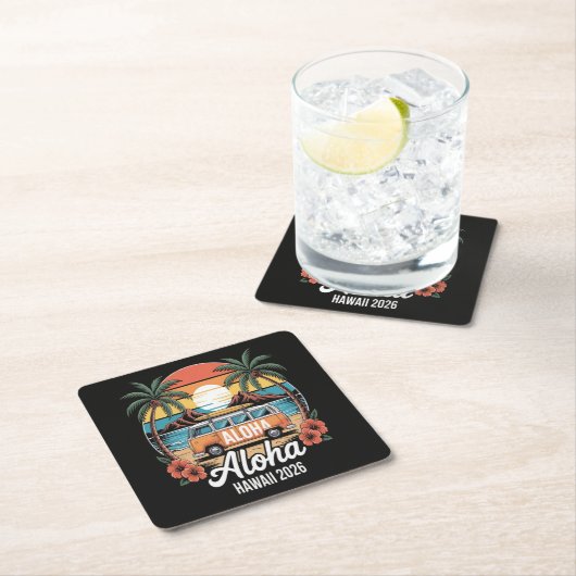 Aloha Hawaii 2026 Rechteckiger Pappuntersetzer (Vor Ort)